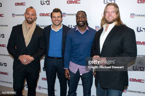Mark Herzlich, Charlie Ebersol, Charles Tillman and Nick Mangold attend the 3rd Annual NFL Characters Unite at Sports Illustrated on January 30, 2014...