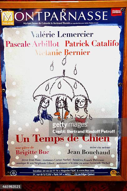 Illustration view of 'Un Temps De Chien' - Theater Gala Premiere to Benefit ARSEP Foundation. Held at Theatre Montparnasse on January 30, 2014 in...