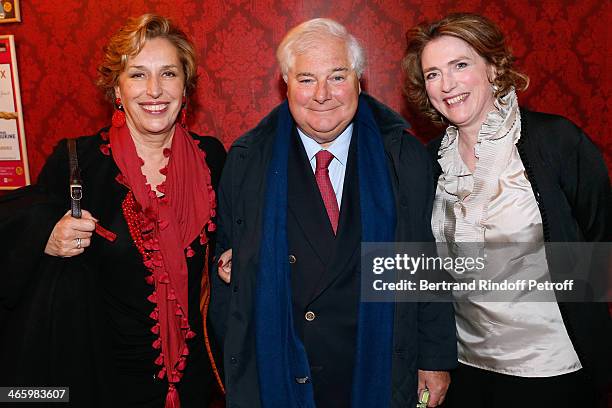 Nathalie de la Bedoyere, Pascal Clement and Sabine de la Rochefoucault Duchess D'estissac attend 'Un Temps De Chien' - Theater Gala Premiere to...