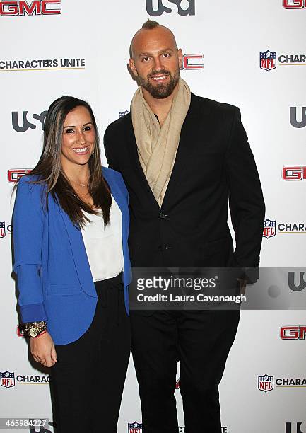 Mark Herzlich and Danielle Conti attend the 3rd Annual NFL Characters Unite at Sports Illustrated on January 30, 2014 in New York City.