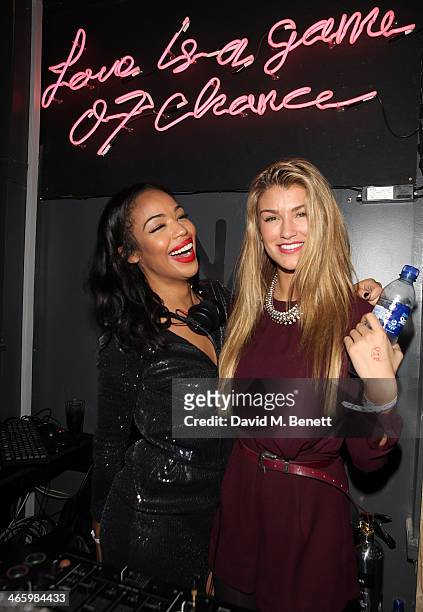 Sarah-Jane Crawford and Amy Willerton attend the launch of DNA London on January 30, 2014 in London, England.