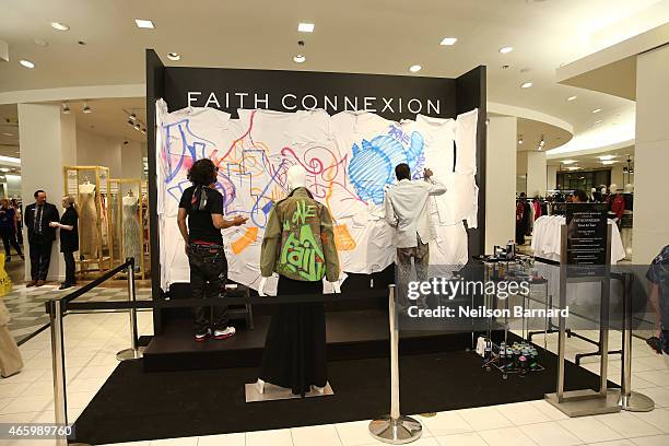 General view of atmosphere during the "Faith Connexion Street Art Tour" hosted by Saks Fifth Avenue and Marie Claire at Saks Fifth Avenue on March...