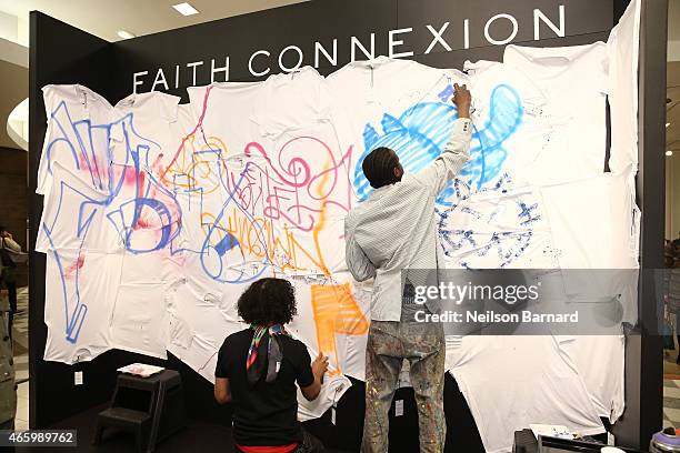 General view of atmosphere during the "Faith Connexion Street Art Tour" hosted by Saks Fifth Avenue and Marie Claire at Saks Fifth Avenue on March...