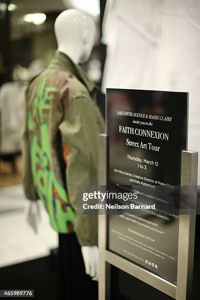 General view of atmosphere during the "Faith Connexion Street Art Tour" hosted by Saks Fifth Avenue and Marie Claire at Saks Fifth Avenue on March...