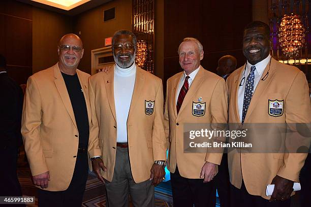 Hall of Fame Inductees Paul Krause, Bobby Bell, Jan Stenerud, and Randall McDaniel attend the 2014 Legends For Charity Dinner at Grand Hyatt New York...