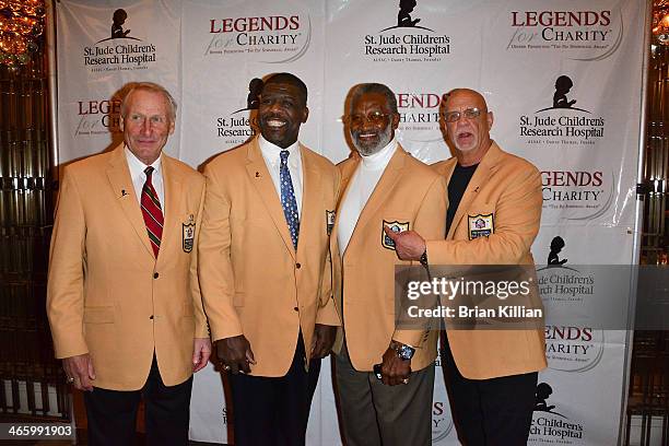 Hall of Fame Inductees Jan Stenerud, Randal McDaniel, Bobby Bell, and Paul Krause attend the 2014 Legends For Charity Dinner at Grand Hyatt New York...