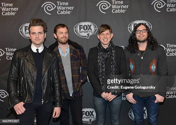 Jared Followill, Caleb Followill, Matthew Followill and Nathan Followill of Kings of Leon attend Time Warner Cable Studios Presents FOX Sports 1...