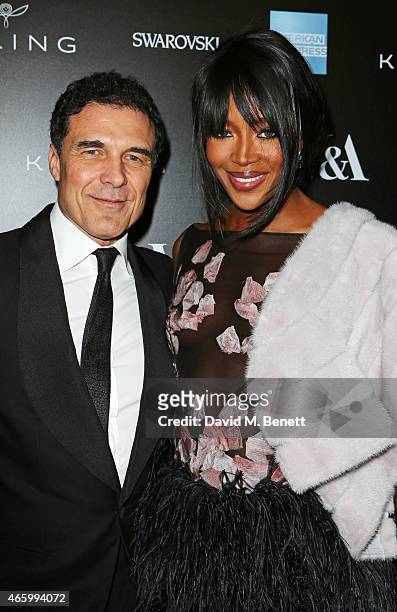 Andre Balazs and Naomi Campbell arrive at the Alexander McQueen: Savage Beauty Fashion Gala at the V&A, presented by American Express and Kering on...