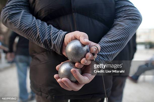 Members of the French community play Petanque at a club on March 10, 2015 in Netanya, Israel. The recent wave of anti-Semetism that has swept over...