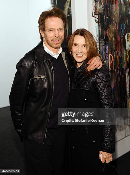 Producer Jerry Bruckheimer and Linda Bruckheimer attend the Art Los Angeles Contemporary 2014 opening night at Barker Hangar on January 30, 2014 in...
