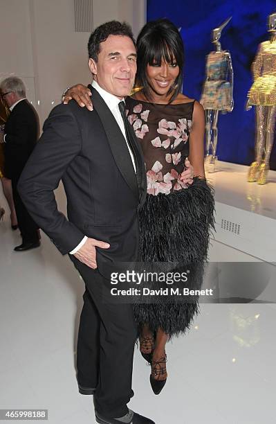 Andre Balazs and Naomi Campbell attend the Alexander McQueen: Savage Beauty Fashion Gala at the V&A, presented by American Express and Kering on...