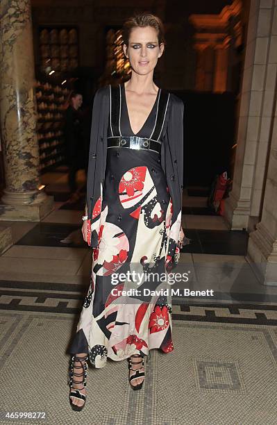 Stella Tennant attends the Alexander McQueen: Savage Beauty Fashion Gala at the V&A, presented by American Express and Kering on March 12, 2015 in...