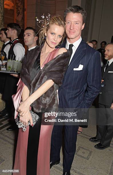 Eva Herzigova and Gregorio Marsiaj attend the Alexander McQueen: Savage Beauty Fashion Gala at the V&A, presented by American Express and Kering on...
