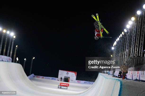 Alex Ferreira of the USA takes 3rd place during the FIS Freestyle World Cup Finals 2015 Men's and Women's Halfpipe on March 12, 2015 in Tignes,...