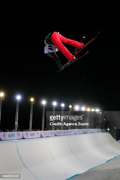 Cassie Sharpe of Canada takes 1st place during the FIS Freestyle World Cup Finals 2015 Men's and Women's Halfpipe on March 12, 2015 in Tignes, France.