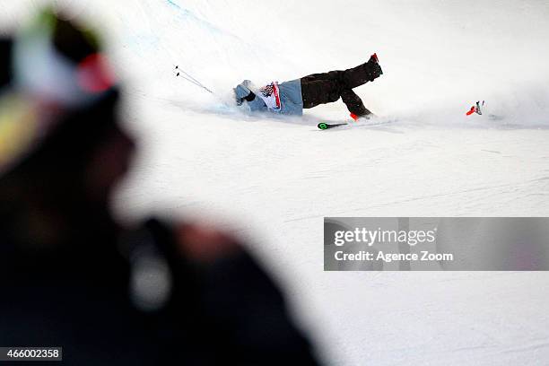 Kevin Rolland of France competes during the FIS Freestyle World Cup Finals 2015 Men's and Women's Halfpipe on March 12, 2015 in Tignes, France.