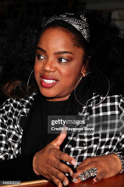 Singer and TVONE "R&B DIVAS: LA" co-star Leela James is interviewed at The Music Experience on March 10, 2015 in Chicago, Illinois.