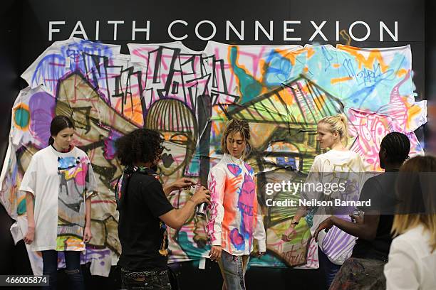 General view of atmosphere during the "Faith Connexion Street Art Tour" hosted by Saks Fifth Avenue and Marie Claire at Saks Fifth Avenue on March...