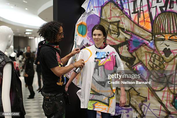 General view of atmosphere during the "Faith Connexion Street Art Tour" hosted by Saks Fifth Avenue and Marie Claire at Saks Fifth Avenue on March...