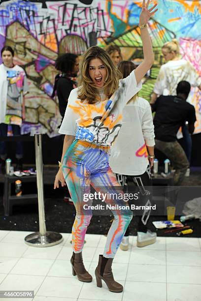 General view of atmosphere during the "Faith Connexion Street Art Tour" hosted by Saks Fifth Avenue and Marie Claire at Saks Fifth Avenue on March...