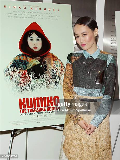 Actress Rinko Kikuchi attends the screening Of "Kumiko: The Treasure Hunter" hosted by Amplify Releasing with the Cinema Society at Museum of Modern...