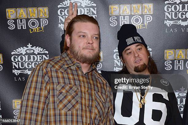 Corey 'Big Hoss' Harrison and Austin 'Chumlee' Russell arrive at the opening of 'Pawn Shop Live!,' a parody of History's 'Pawn Stars' television...