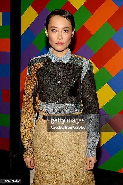 Actress Rinko Kikuchi attends Amplify Releasing with The Cinema Society host a Screening Of "Kumiko: The Treasure Hunter" at The Museum of Modern Art...