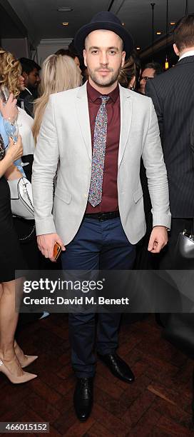 Shane Ward attends the launch of new book "My Fight To The Top" by Ultimo founder Michelle Mone at Salmontini on March 12, 2015 in London, England.
