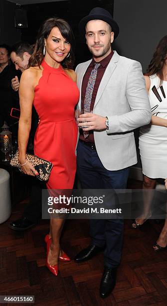 Lizzie Cundy and Shane Ward attend the launch of new book "My Fight To The Top" by Ultimo founder Michelle Mone at Salmontini on March 12, 2015 in...