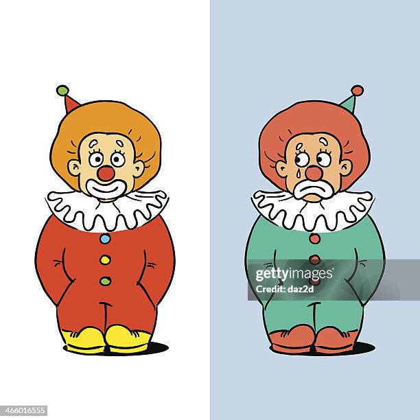 happy and sad clowns - sad clown stock illustrations