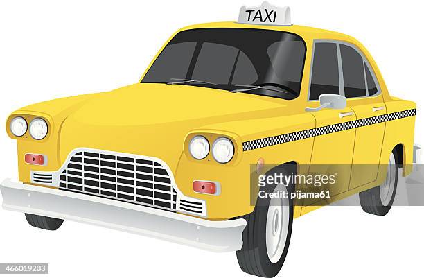 illustrazioni stock, clip art, cartoni animati e icone di tendenza di taxi giallo - yellow taxi