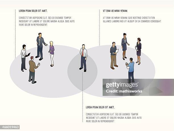 stockillustraties, clipart, cartoons en iconen met venn diagram slide template - middelste deel