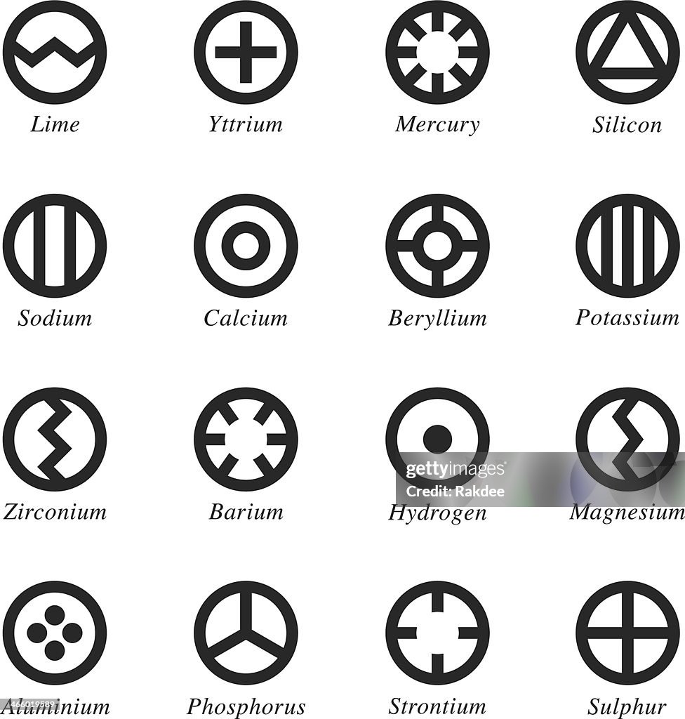 Silhouette élément chimique icônes Set 3 /