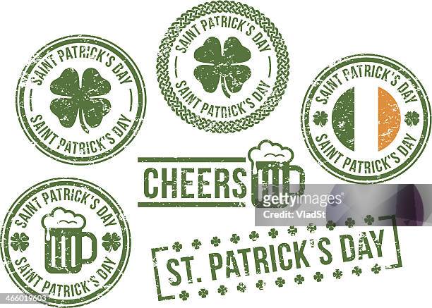 st. patrick's day - rubber stamps - four leaf clover stock illustrations