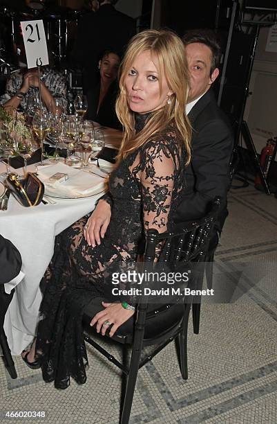 Kate Moss attends the Alexander McQueen: Savage Beauty Fashion Gala at the V&A, presented by American Express and Kering on March 12, 2015 in London,...
