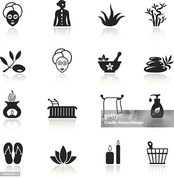 spa icon set - masseur stock illustrations