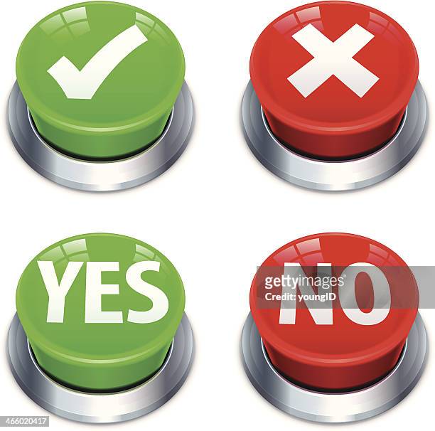 yes no push buttons - 3 d button stock illustrations