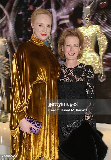 Gwendoline Christie and Julia Peyton Jones attend the Alexander McQueen: Savage Beauty Fashion Gala at the V&A, presented by American Express and...