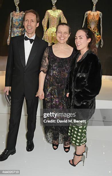 Nick Knight, Charlotte Knight and Tallulah Harlech attend the Alexander McQueen: Savage Beauty Fashion Gala at the V&A, presented by American Express...