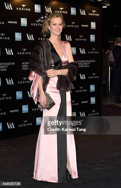 Eva Herzigova attends a private view for the "Alexander McQueen: Savage Beauty" exhibition at Victoria & Albert Museum on March 12, 2015 in London,...