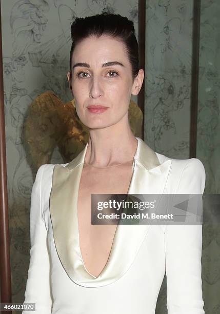 Erin O'Connor attends the Alexander McQueen: Savage Beauty Fashion Gala at the V&A, presented by American Express and Kering on March 12, 2015 in...