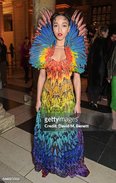 Twigs attends the Alexander McQueen: Savage Beauty Fashion Gala at the V&A, presented by American Express and Kering on March 12, 2015 in London,...
