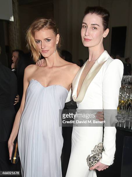 Jacquetta Wheeler and Erin O'Connor attend the Alexander McQueen: Savage Beauty Fashion Gala at the V&A, presented by American Express and Kering on...