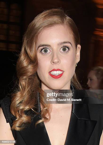 Princess Beatrice of York attend the Alexander McQueen: Savage Beauty Fashion Gala at the V&A, presented by American Express and Kering on March 12,...