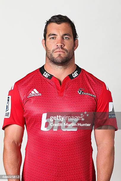 Corey Flynn poses during a Crusaders Super Rugby headshots session on January 31, 2014 in Christchurch, New Zealand.