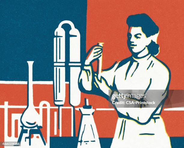 ilustraciones, imágenes clip art, dibujos animados e iconos de stock de científico en un laboratorio - scientist