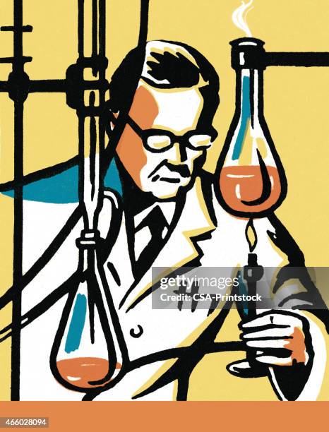 scientist in a laboratory - science nerd stock illustrations