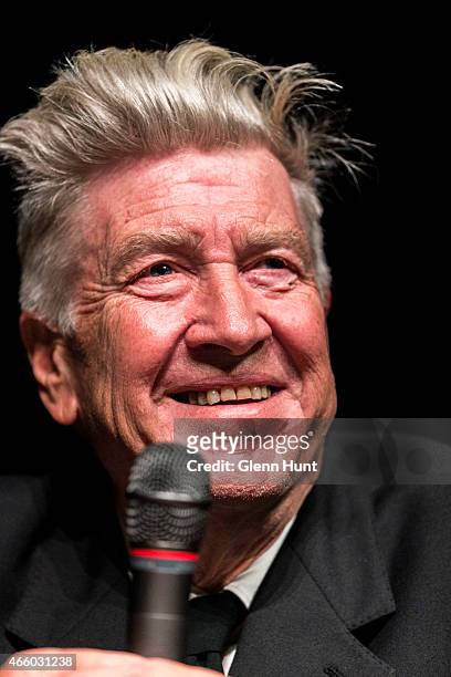 Artist David Lynch at the opening of his exhibition: Between Two Worlds at Gallery of Modern Art on March 13, 2015 in Brisbane, Australia. Lynch is...