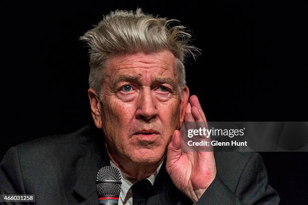 Artist David Lynch at the opening of his exhibition: Between Two Worlds at Gallery of Modern Art on March 13, 2015 in Brisbane, Australia. Lynch is...