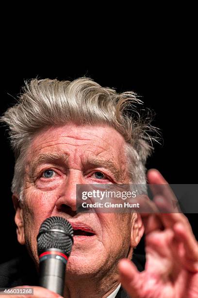 Artist David Lynch at the opening of his exhibition: Between Two Worlds at Gallery of Modern Art on March 13, 2015 in Brisbane, Australia. Lynch is...